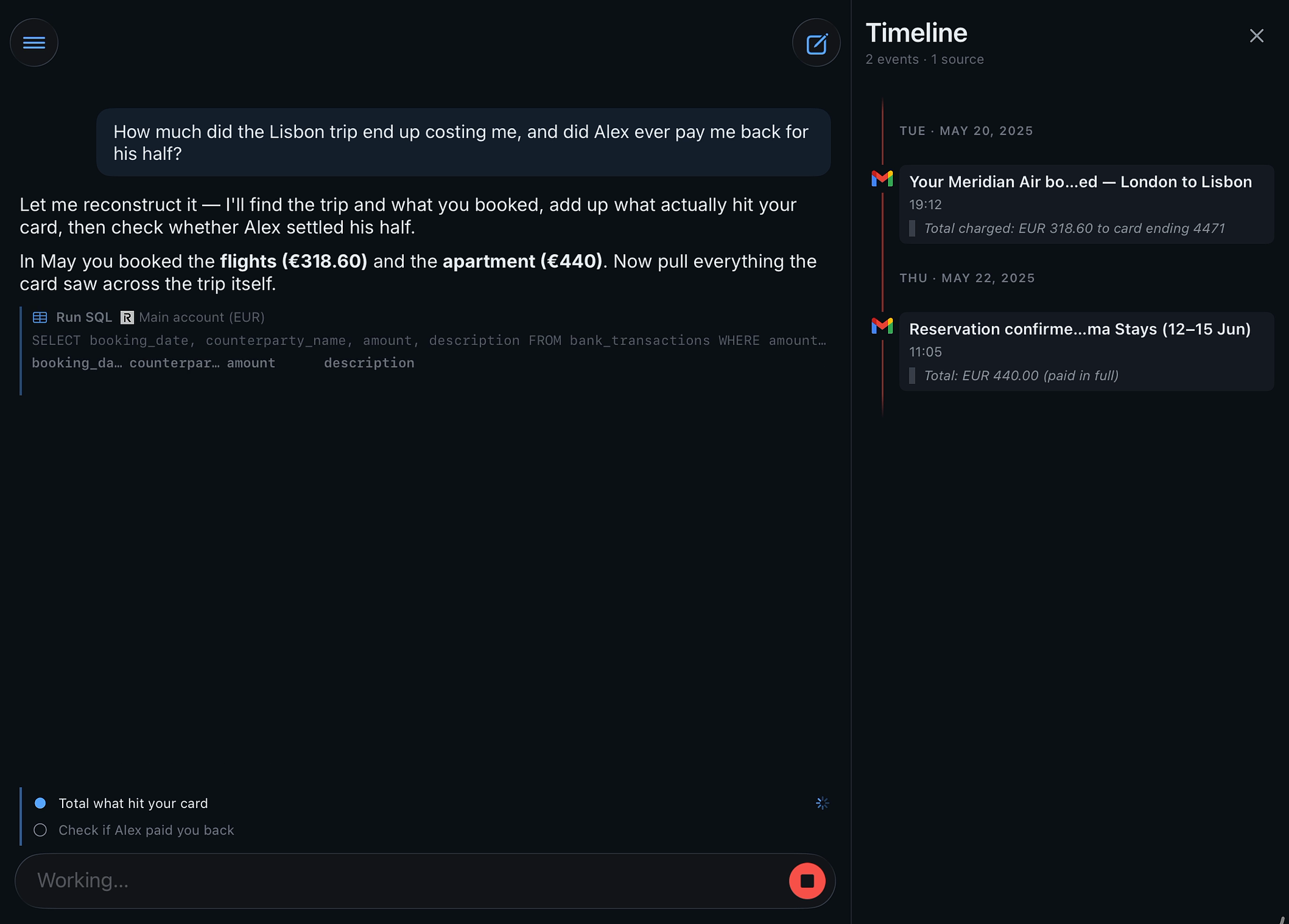 Demo: money across every source
