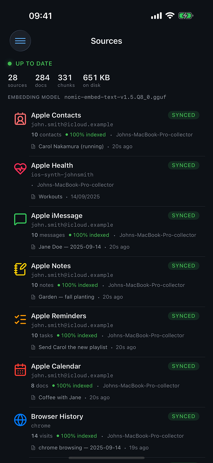 Omnesis iOS app sources view